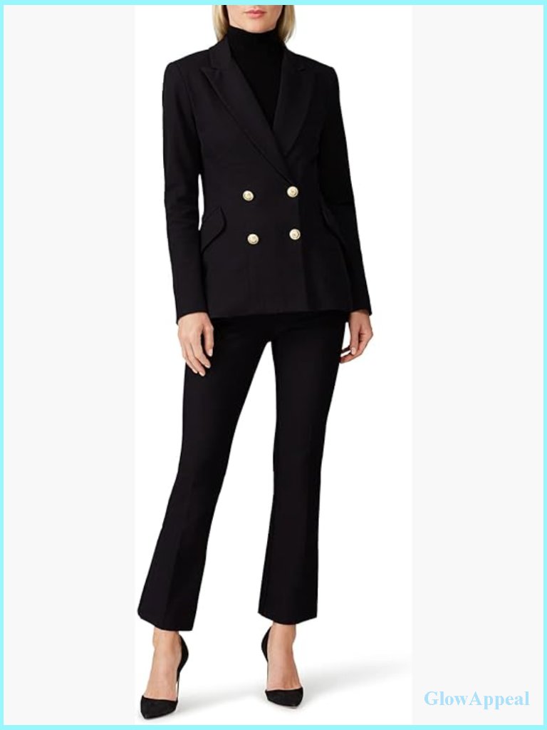 Double Breasted Blazer With Gold Buttons, Regular Fit, 27" Length